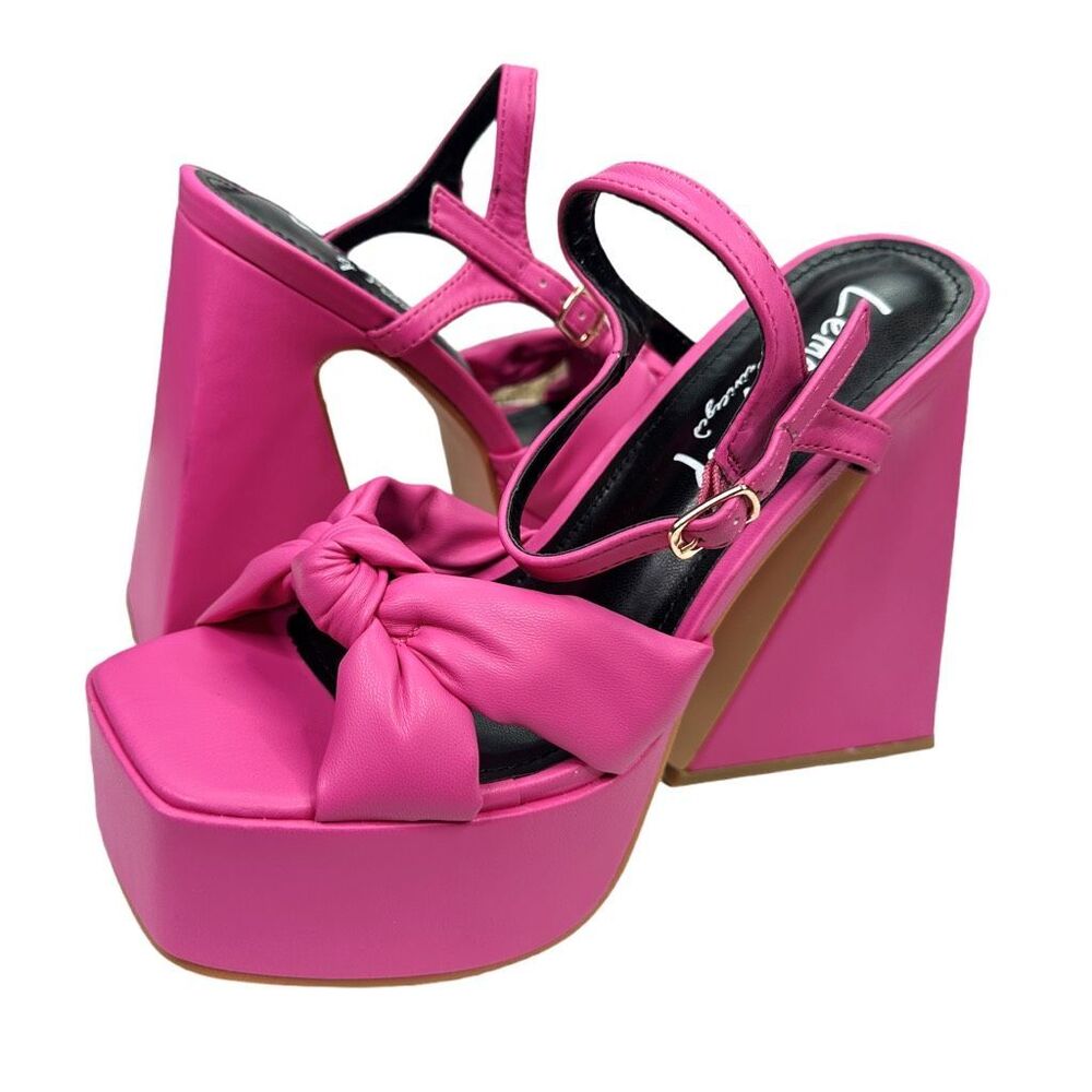 Lemon Drop by Privileged x Dolls Kill Hot Pink Hiner Platform Heels - Size 7 - Picture 3 of 8